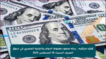 قفزة مرتقبة.. رحلة صعود وهبوط الدولار والجنيه المصري في سوق الصرف السبت 16 أغسطس 2025